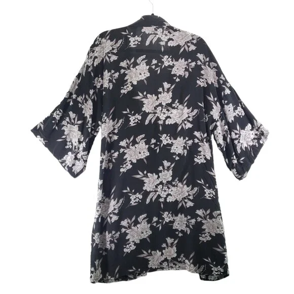 Spiritual Gangster Maya OS One Size Kimono Robe Floral Black - Picture 3 of 11